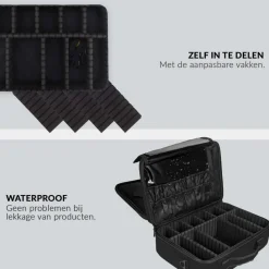 Outlet Cosmetica Koffer Make-up Koffer met verstelbare vakken Make-Up Koffers