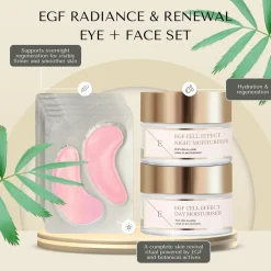 Hot Egf Cell Effect Dagcrème + Egf Cell Effect Nachtcrème + Rose Blossom Oogpads Gezichtsmaskers|Nachtcreme