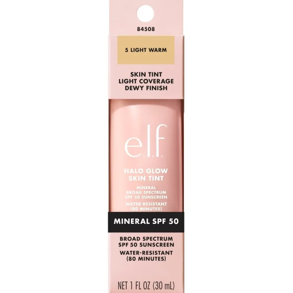 New e.l.f. Halo Glow SPF50 5 Light Warm Skin Tint Foundation