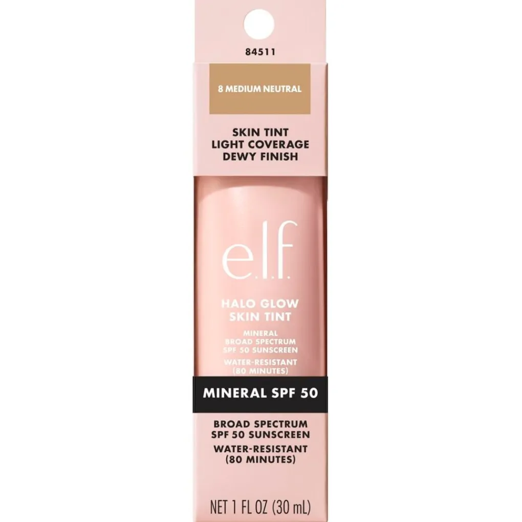 Clearance e.l.f. Halo Glow SPF50 8 Medium Neutral Skin Tint Foundation