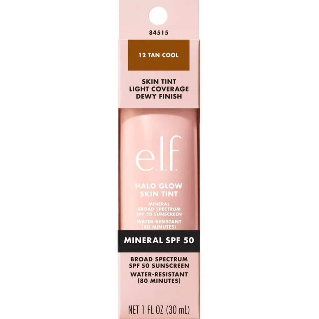 Discount e.l.f. Halo Glow SPF50 12 Tan Cool Skin Tint Foundation