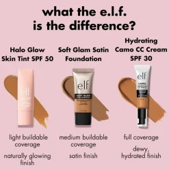 Sale e.l.f. Halo Glow SPF50 11 Tan Warm Skin Tint Foundation
