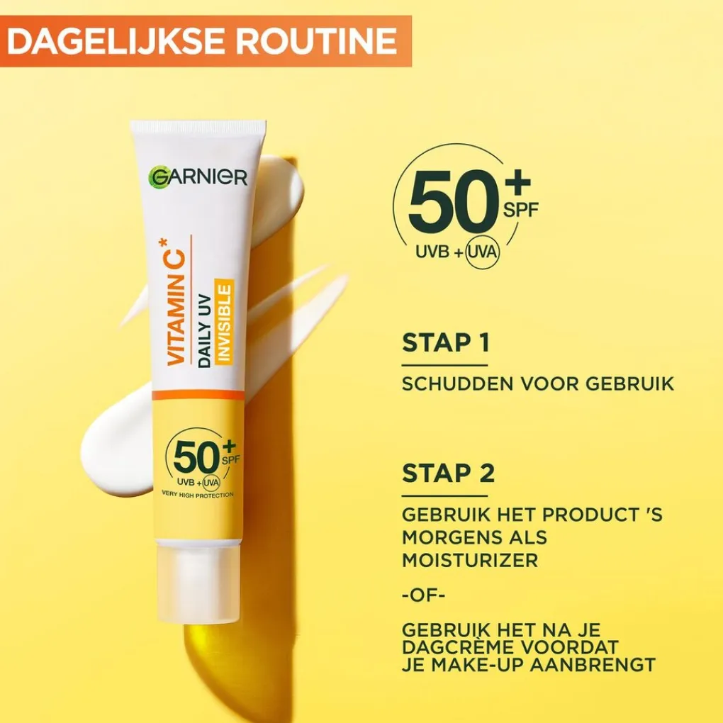 Clearance Garnier Vitamine C SPF50+ Invisible Anti-Pigmentvlekken Daily UV Fluid Dagcreme