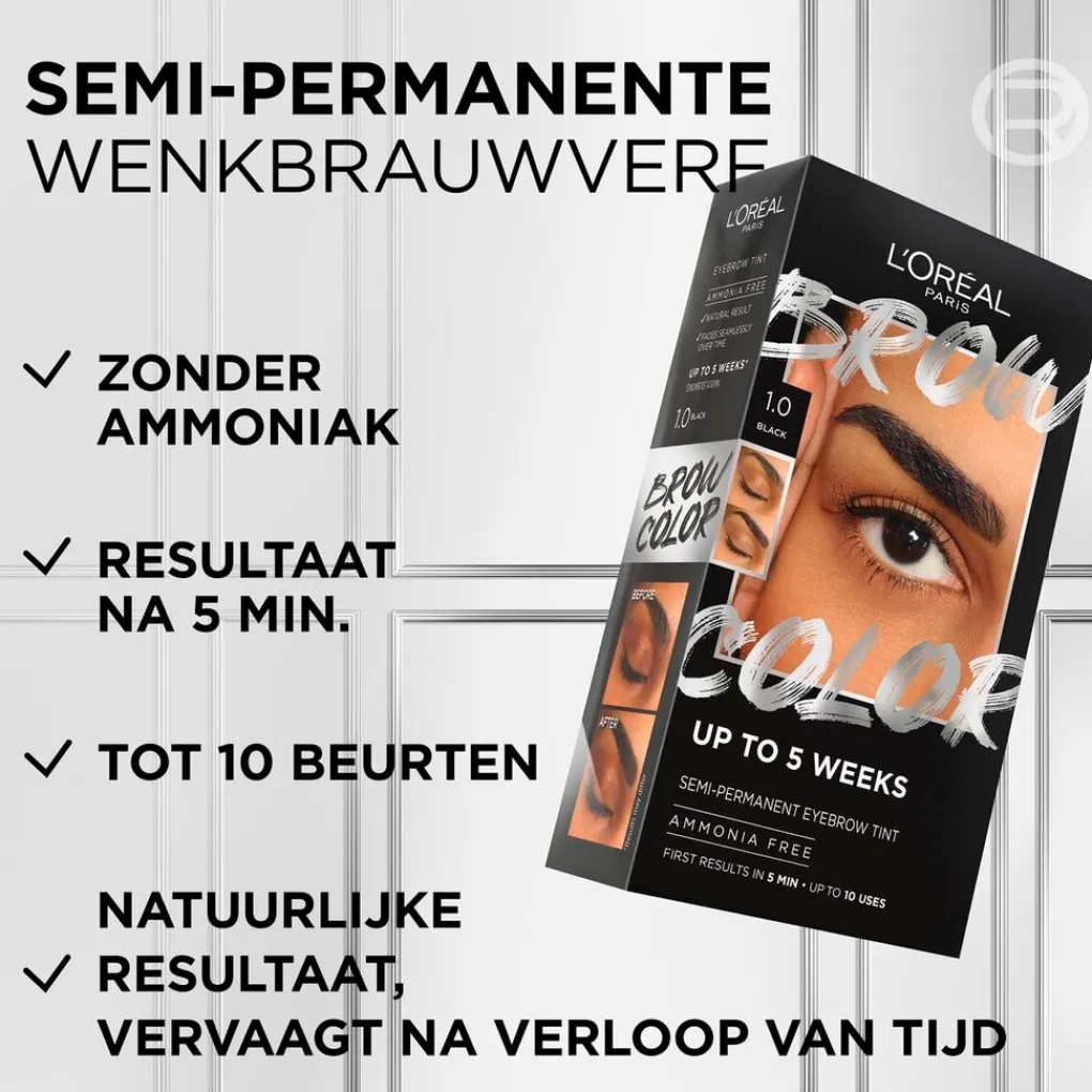 Outlet L'Oréal Paris 1.0 Black Brow Color Wenkbrauwverf Wenkbrauw Make-Up