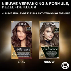 L'Oréal Paris Préférence 6.21 Koel Donkerblond Permanente Haarkleuring Haarverf