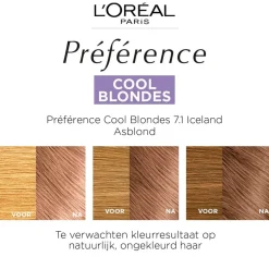 Sale L'Oréal Paris Préférence Cool Blondes 7.1 As Middenblond Permanente Haarkleuring Haarverf
