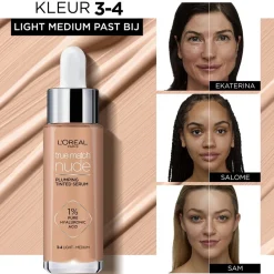 Hot L'Oréal Paris True Match Nude 3-4 Light Medium Plumping Tinted Serum Foundation