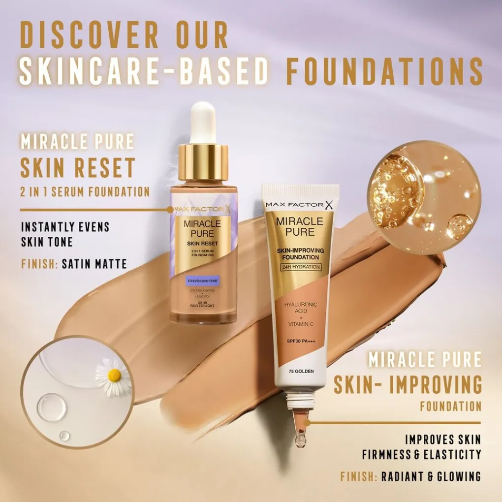 Miracle Pure Skin Reset 85-90 Medium to Deep 2-in-1 Serum Foundation Foundation