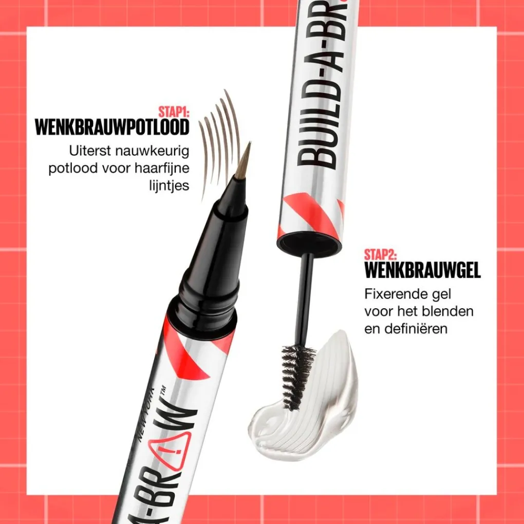 Clearance New York Build-A-Brow 257 Medium Brown Wenkbrauwpotlood en -Gel Wenkbrauw Make-Up