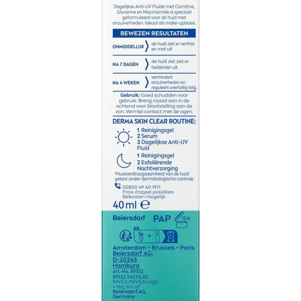 Nivea Derma Skin Clear Dagelijkse Anti-Uv Fluïde Zonnebrand|Dagcreme