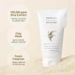 Rice Pure Clay Mask to Foam Cleanser Gezichtsreiniging