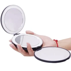 Clearance UNIQ Drievoudige Compacte Reismake-upspiegel met Led 5x en 10x Vergroting Make-Up Spiegels
