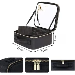 Clearance UNIQ Make-up Reistas met LED-lampje - Toilettas / Cosmetische tas voor al je make-up - Zwart Make-Up Organizers|Toilettassen