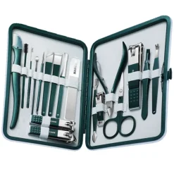 Online UNIQ 18‑in‑1 Manicure & Pedicure Set – Donkergroen Etui Manicure- En/Of Pedicureset