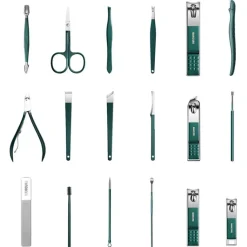Online UNIQ 18‑in‑1 Manicure & Pedicure Set – Donkergroen Etui Manicure- En/Of Pedicureset