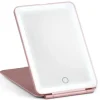 Sale UNIQ Opvouwbare LED Make‑upspiegel (USB oplaadbaar) – Reisspiegel met 3 Lichtstanden, Roze Make-Up Spiegels