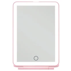 Sale UNIQ Opvouwbare LED Make‑upspiegel (USB oplaadbaar) – Reisspiegel met 3 Lichtstanden, Roze Make-Up Spiegels