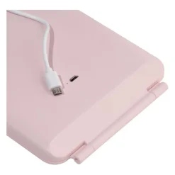 Sale UNIQ Opvouwbare LED Make‑upspiegel (USB oplaadbaar) – Reisspiegel met 3 Lichtstanden, Roze Make-Up Spiegels